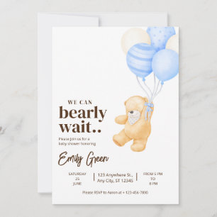 Teddy Beer Baby Shower We Can Bearly Wait minimaal Kaart
