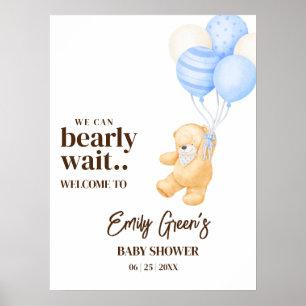 Teddy Beer Baby Shower We Can Bearly Wait minimaal Poster