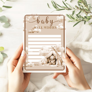 Teddy Beer Baby Shower Wensen en Advieskaart
