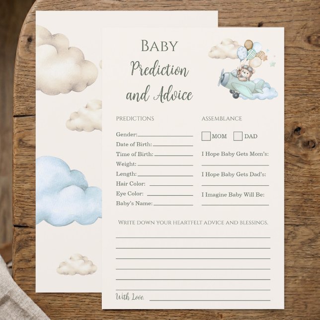 Teddy Beer Baby Voorspellingen en Advies Spel (Baby Advice and Predictions Game Can Bearly Wait)