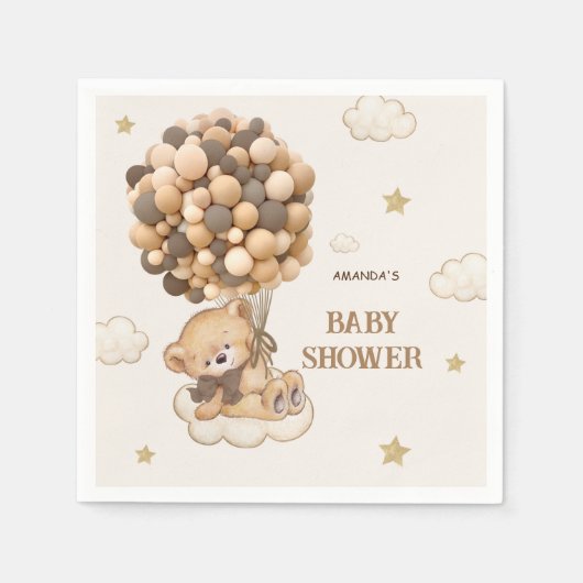 Teddy Beer ballonnen beige bruin Servet (Voorkant)