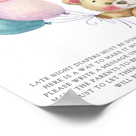 Teddy beer ballonnen - Late night luiers spel Poster (Hoek)