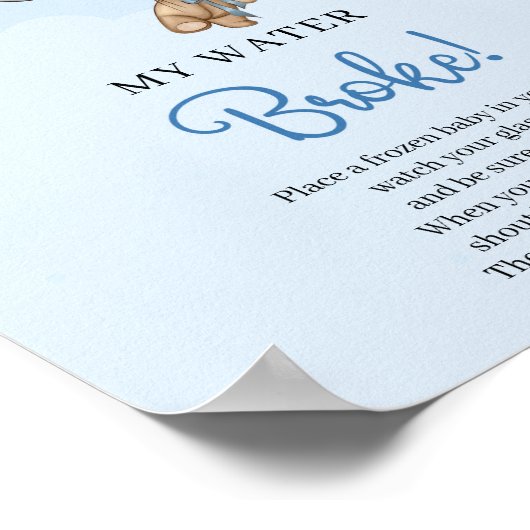 Teddy beer ballonnen My Water Broke sign game Poster (Hoek)