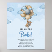 Teddy beer ballonnen My Water Broke sign game Poster (Voorkant)
