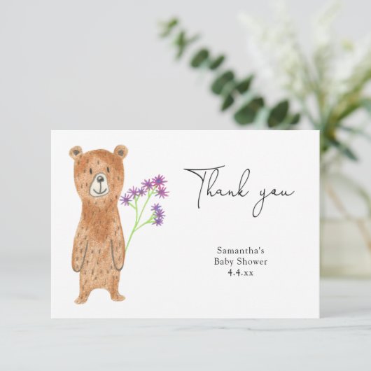 Teddy beer bedankt baby shower (Staand voorkant)