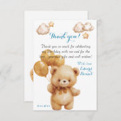 Teddy Beer Beige Ballon Bedankkaart (Voorkant / Achterkant)