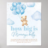 Teddy beer blauw hoe groot is mama's buik spel poster (Voorkant)