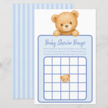 Teddy Beer Blauwe Baby Jongen Shower Bingo Spel