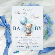Teddy Beer Blauwe Ballon Baby Shower Op Komst
