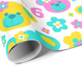 Teddy beer bloemen 6e verjaardag cadeaupapier (Rol Hoek)