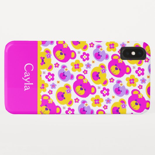 Teddy-beer bloemen genaamd roze geel Case-Mate iPhone case (Achterkant (horizontaal))