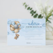 Teddy beer blue ballonnen Advice voor de moeder-te Informatiekaartje (Staand voorkant)