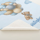 Teddy beer blue beige ballonnen gepersonaliseerd sherpa deken (3/4)