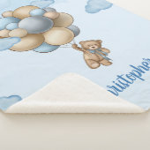 Teddy beer blue beige ballonnen gepersonaliseerd sherpa deken (3/4)