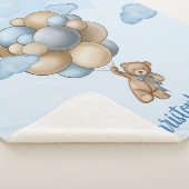Teddy beer blue beige ballonnen gepersonaliseerd sherpa deken (3/4)