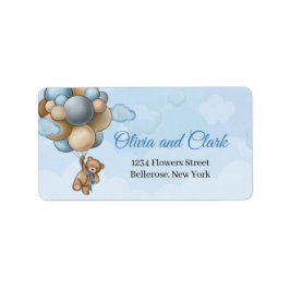 Teddy beer blue brown iory ballonnen label