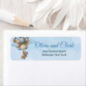 Teddy beer blue brown iory ballonnen label (Insitu)