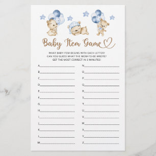 Teddy beer boy baby shower Baby Item Game