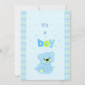 Teddy beer boy baby shower-uitnodiging kaart (Achterkant)