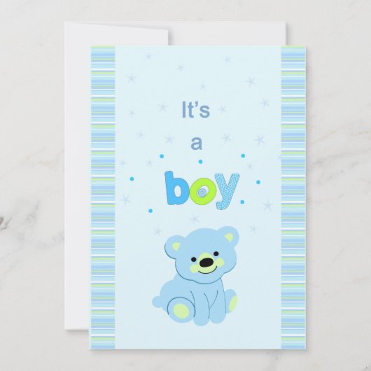 Teddy beer boy baby shower-uitnodiging kaart (Achterkant)
