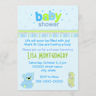 Teddy beer boy baby shower-uitnodiging kaart