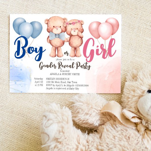 Teddy beer boy of meisje laat baby shower zien kaart