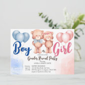 Teddy beer boy of meisje laat baby shower zien kaart (Staand voorkant)