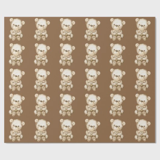 Teddy beer brown inpakpapier (Vlak)