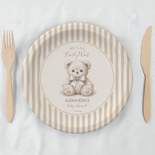 Teddy Beer & Bruine Strepen Beerlijk Wachten Baby  Papieren Bordje
