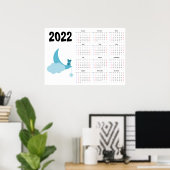 Teddy beer Calendar 2022 Poster - Sunday start (Thuiskantoor)