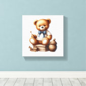 Teddy beer canvas afdruk (Insitu (Houten vloer))