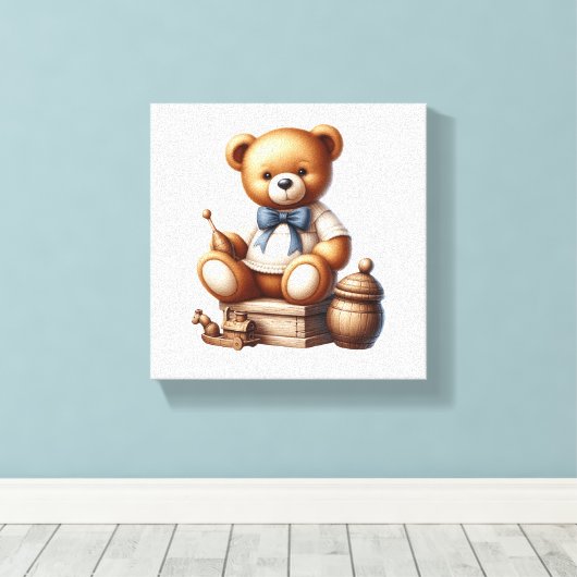 Teddy beer canvas afdruk (Insitu (Houten vloer))