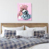 Teddy beer cuddles canvas omwikkelroze afdruk (Insitu (Slaapkamer))