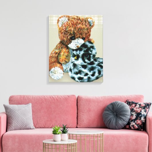 Teddy beer cuddles canvas wikkeldruk (Insitu (Woonkamer))