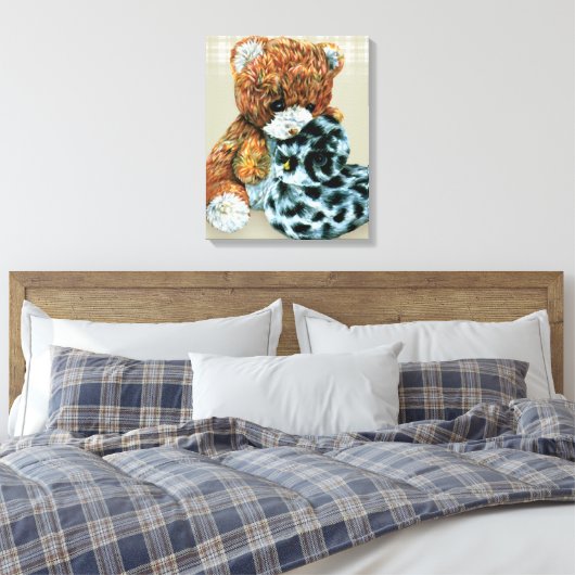 Teddy beer cuddles canvas wikkeldruk (Insitu (Slaapkamer))