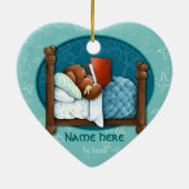 Teddy beer en bunny bedtime verhaaltijd keramisch ornament (Achterkant)