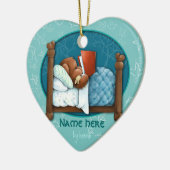 Teddy beer en bunny bedtime verhaaltijd keramisch ornament (Links)