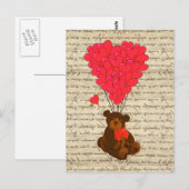 Teddy beer en hart briefkaart (Voorkant / Achterkant)