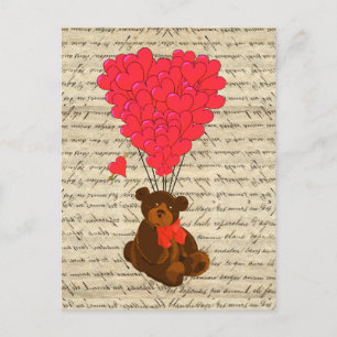 Teddy beer en hart briefkaart