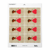 Teddy beer en hart etiket (Full Sheet)