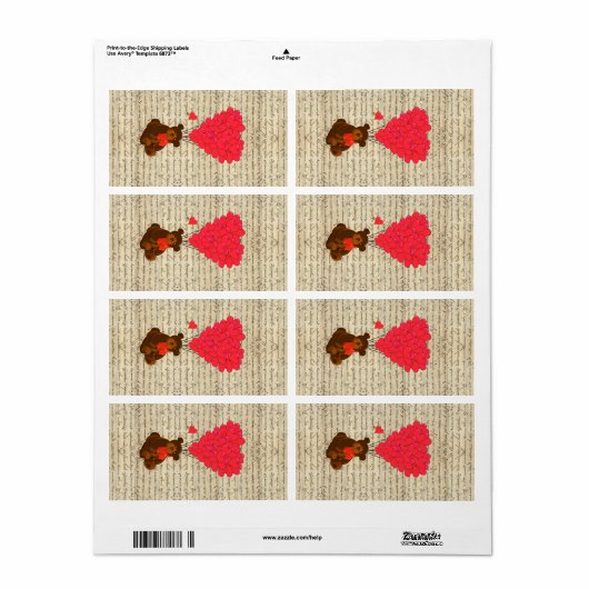 Teddy beer en hart etiket (Full Sheet)