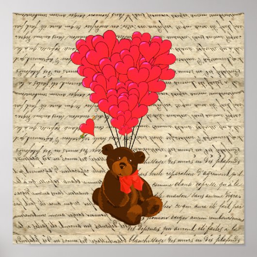 Teddy beer en hart poster (Voorkant)