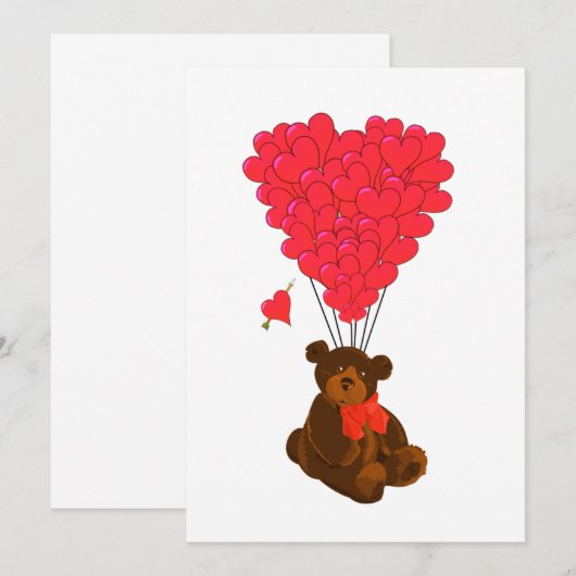 Teddy beer en hartballonnen (Voorkant / Achterkant)