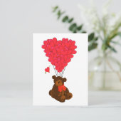 Teddy beer en hartballonnen briefkaart (Staand voorkant)