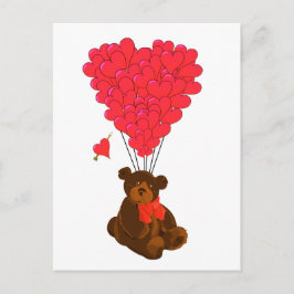 Teddy beer en hartballonnen briefkaart