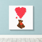 Teddy beer en hartballonnen canvas afdruk (Insitu (Houten vloer))