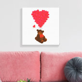 Teddy beer en hartballonnen canvas afdruk (Insitu (Woonkamer))