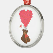 Teddy beer en hartballonnen metalen ornament (Links)