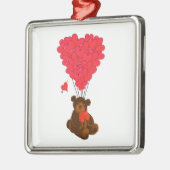 Teddy beer en hartballonnen metalen ornament (Links)