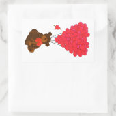 Teddy beer en hartballonnen rechthoekige sticker (Tas)
